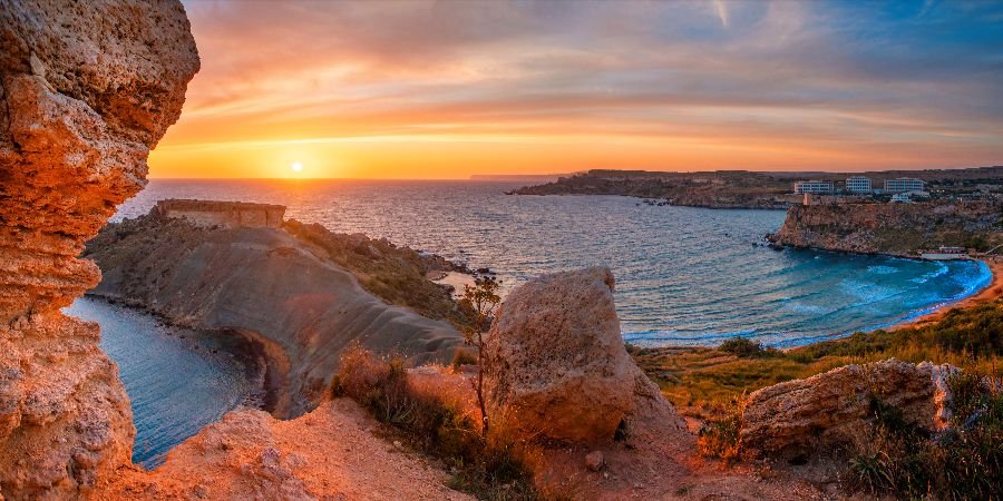 Tramonto sul panorama maltese